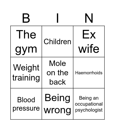 PSY1001- DB Bingo Card
