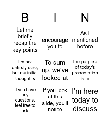 Untitled Business English Bingo Card