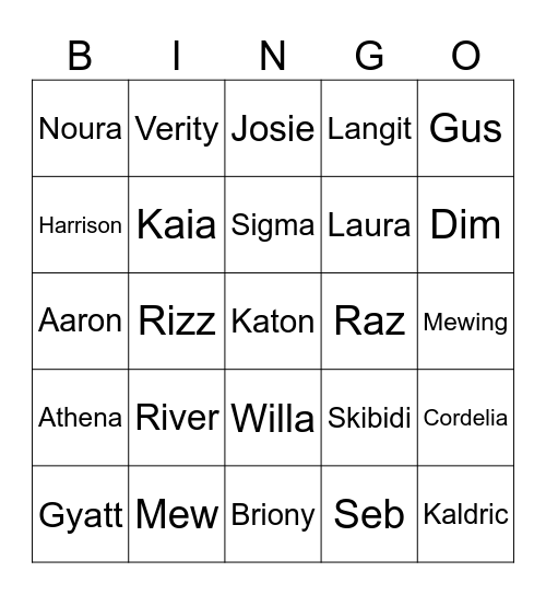 Punya Altan Bingo Card