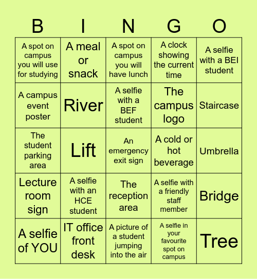 Campus Quest Bingo Card