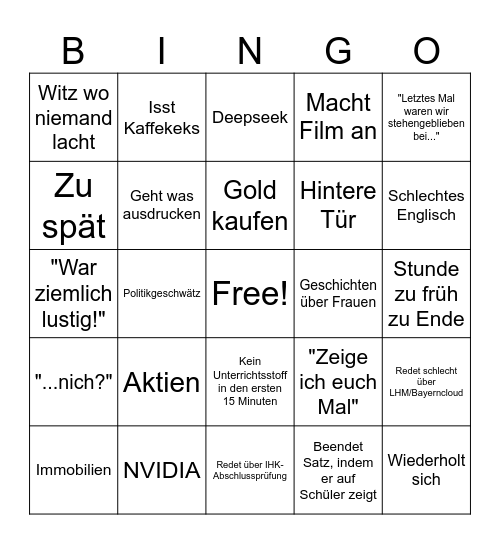Herr D. Bingo Card