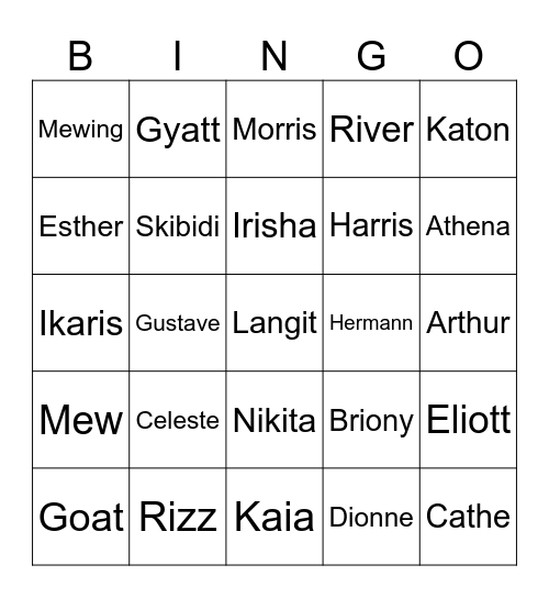 Noura's. Bingo Card