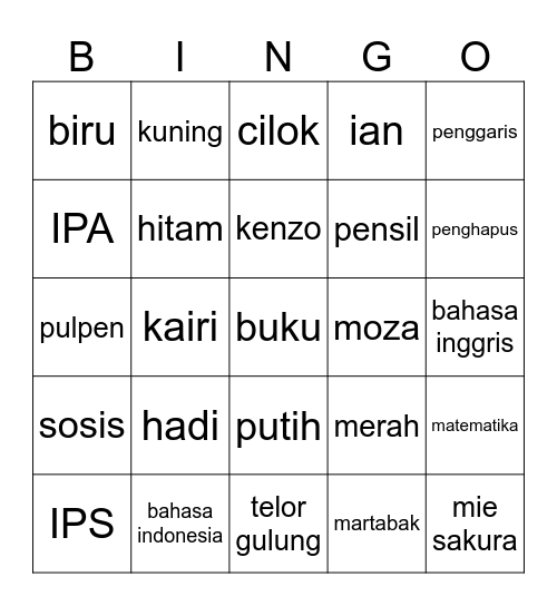 ADIKSI Bingo Card