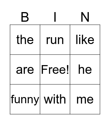 Kindergarten BINGO! Bingo Card