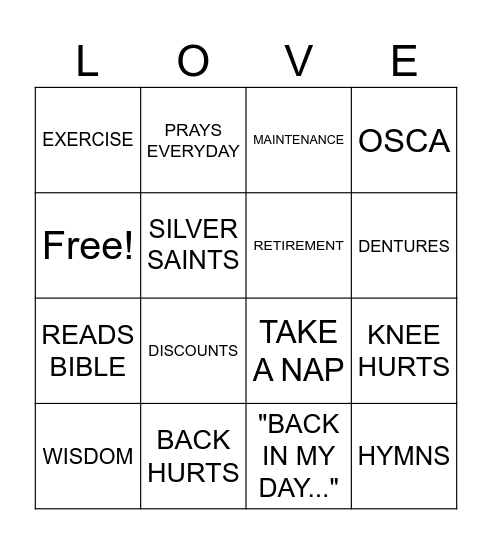 SILVER SAINTS' WORD GRID Bingo Card