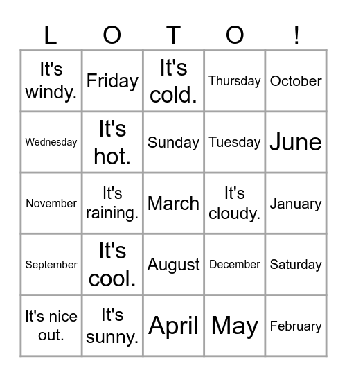 Le Calendrier 2025 Bingo Card