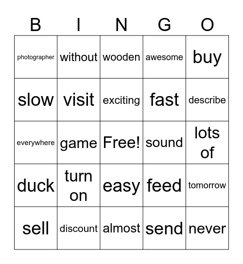 1BK unit 4 Bingo Card