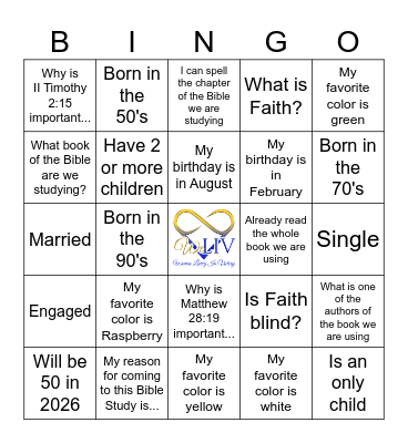 Women Bible Study Get to Know YOU Bingo Card