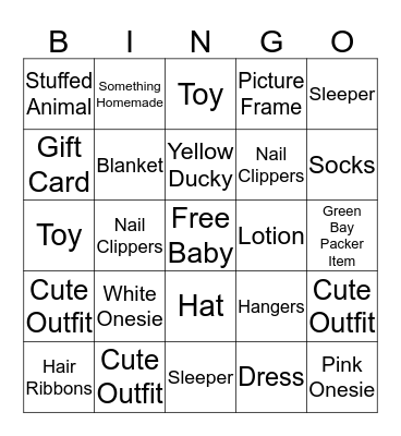 Baby Shower Bingo Card