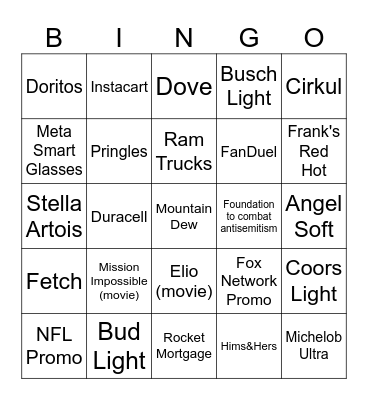 Kraft Super Bowl 2025 Bingo Card