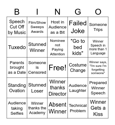Award Viewing Party Bingo Card