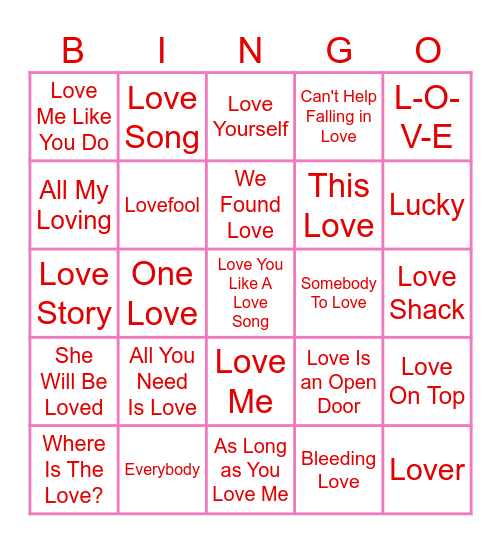 Valentine's BINGO Card