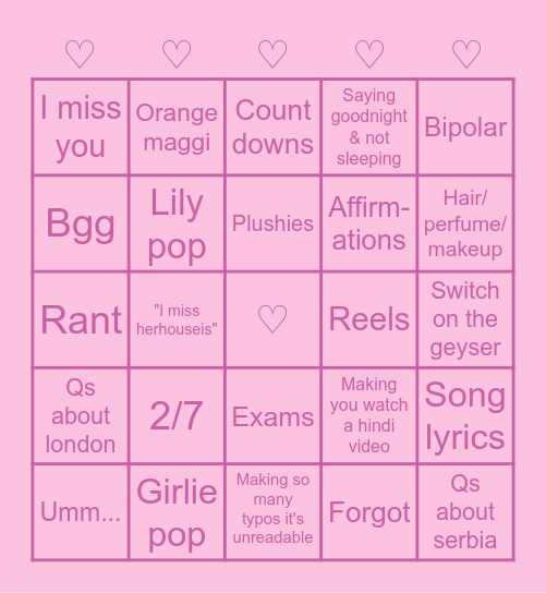 Zephyr bingo♡ Bingo Card