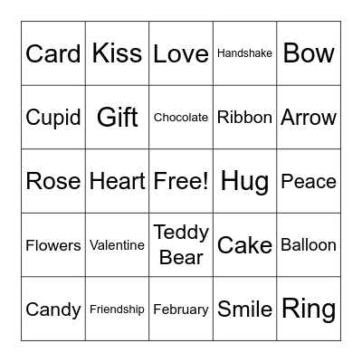 Valentines Day Bingo Card