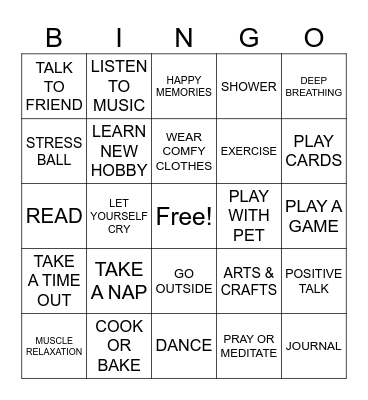 SELF CARE Bingo Card