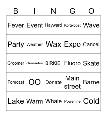 Birkie Bingo 2025 Bingo Card