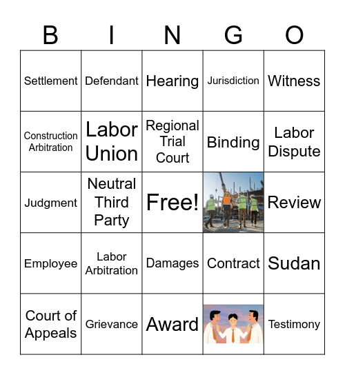 Arbitration Bingo Game! Bingo Card
