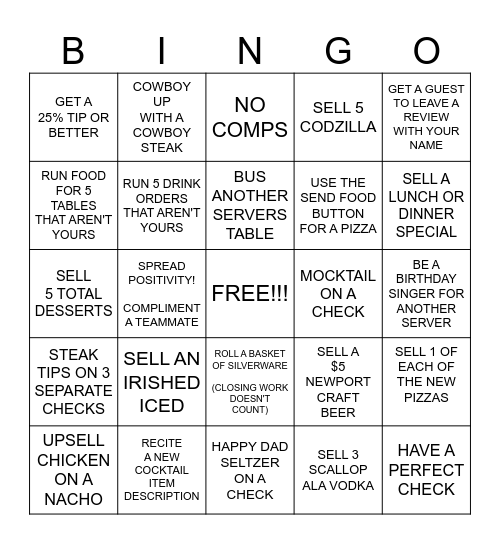 SERVER BINGO Card