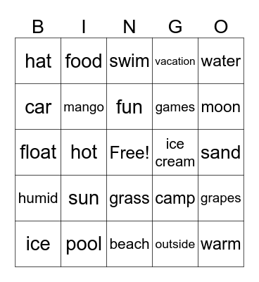 summer BINGO Card