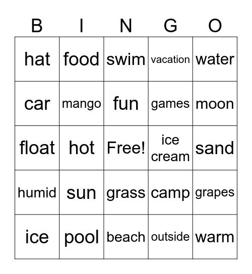 summer BINGO Card