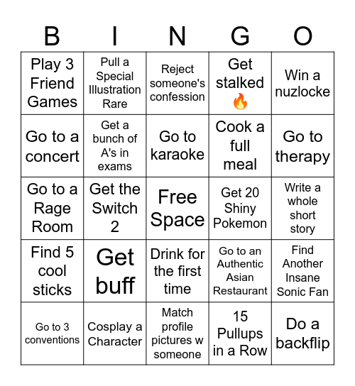 New Year's Resolutions Bingo Card