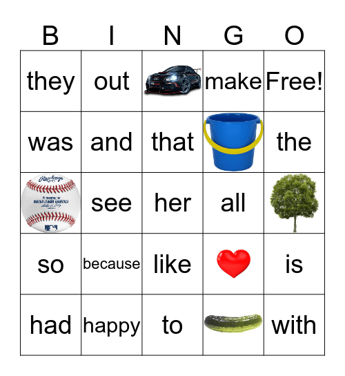 Bandi's Sight Words Bingo Card