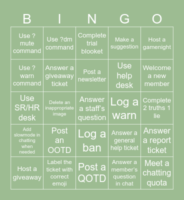 TRIAL BINGO Card