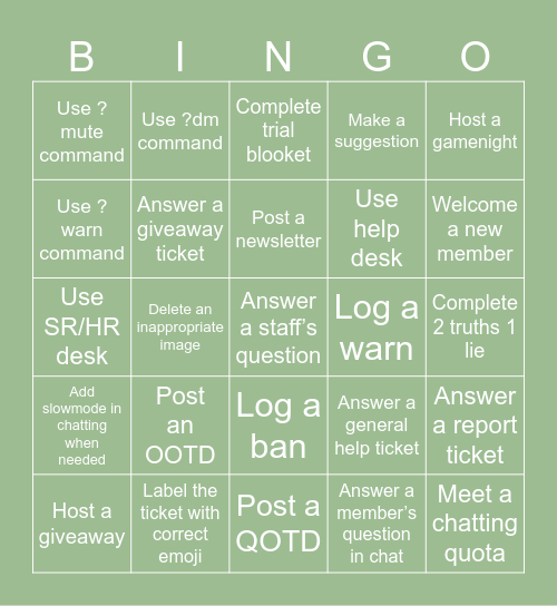 TRIAL BINGO Card