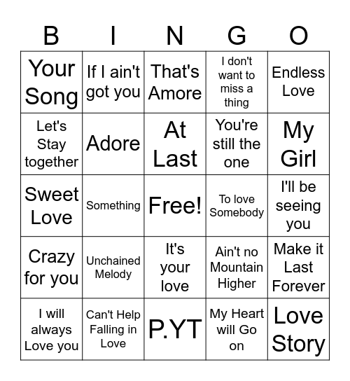 Valentine's Day Bingo Card