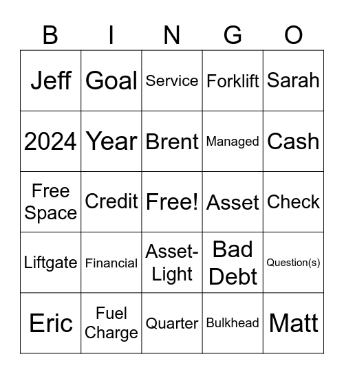 Last Quarter Bingo! Bingo Card