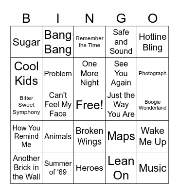 Music Bingo Round 2 Bingo Card