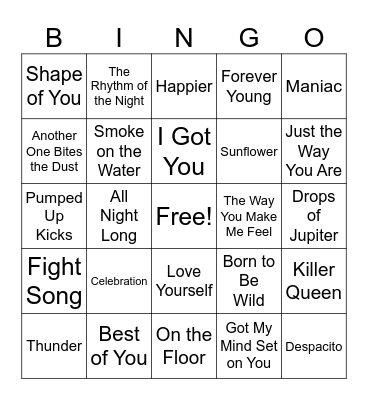 Music Bingo Round 3 Bingo Card