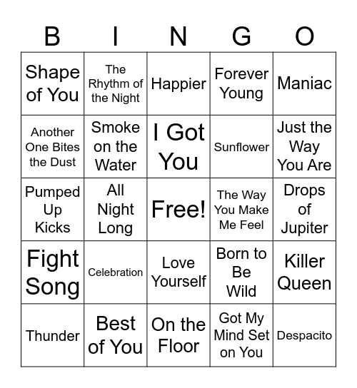 Music Bingo Round 3 Bingo Card