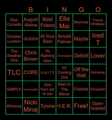 BLACK MUSIC TRIVIA Bingo Card
