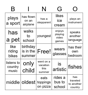 Our Class! Bingo Card