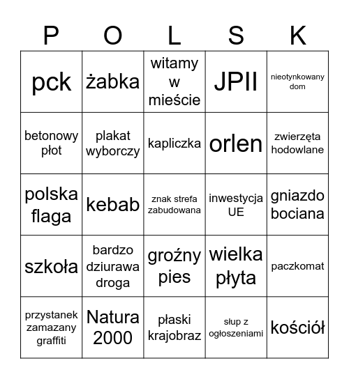 polskie bingo Card