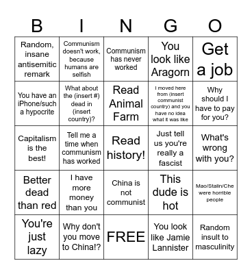 Communist Live Bingo Card