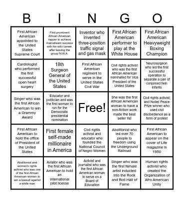 Black History First Bingo Card