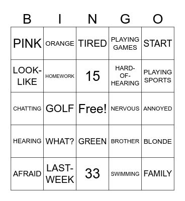 ASL 1 Midterm Review Bingo Card