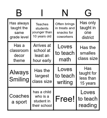 TEACHER FORUM BINGO Card