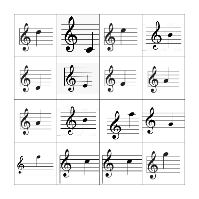 Note Blast (Treble Clef) Bingo Card