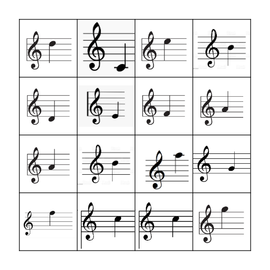 Note Blast (Treble Clef) Bingo Card