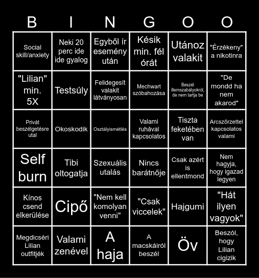 Csendes Rapunzel Margit Bingo Card