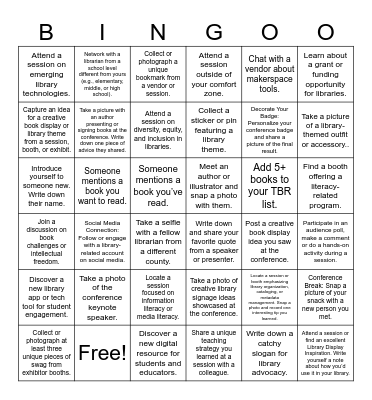 Utah School Library Association             February Conference Bingo Card