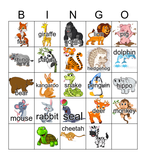 ZOO ANIMALS Bingo Card