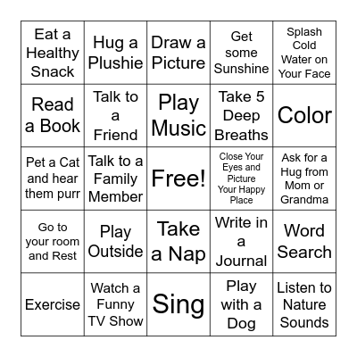 Ways to Relax & Unwind Bingo Card