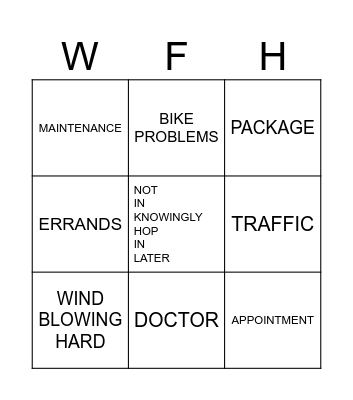 WFH BINGO CARD Bingo Card