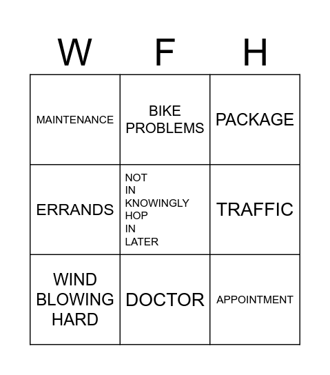 WFH BINGO CARD Bingo Card