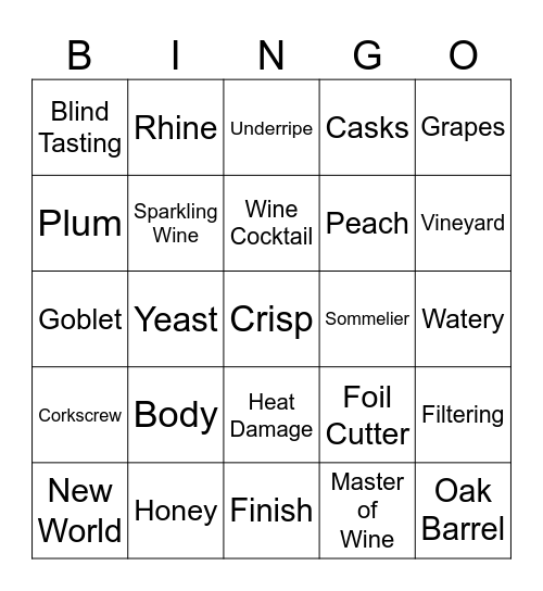 WCO 2nd Annual Chocolate Wine & Bingo Card