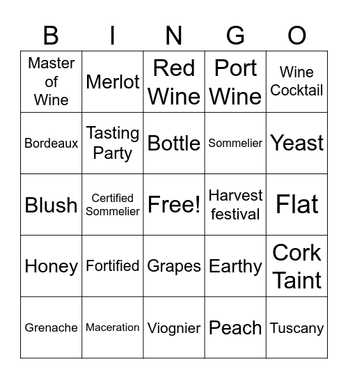 WCO 2nd Annual Chocolate Wine & Bingo Card
